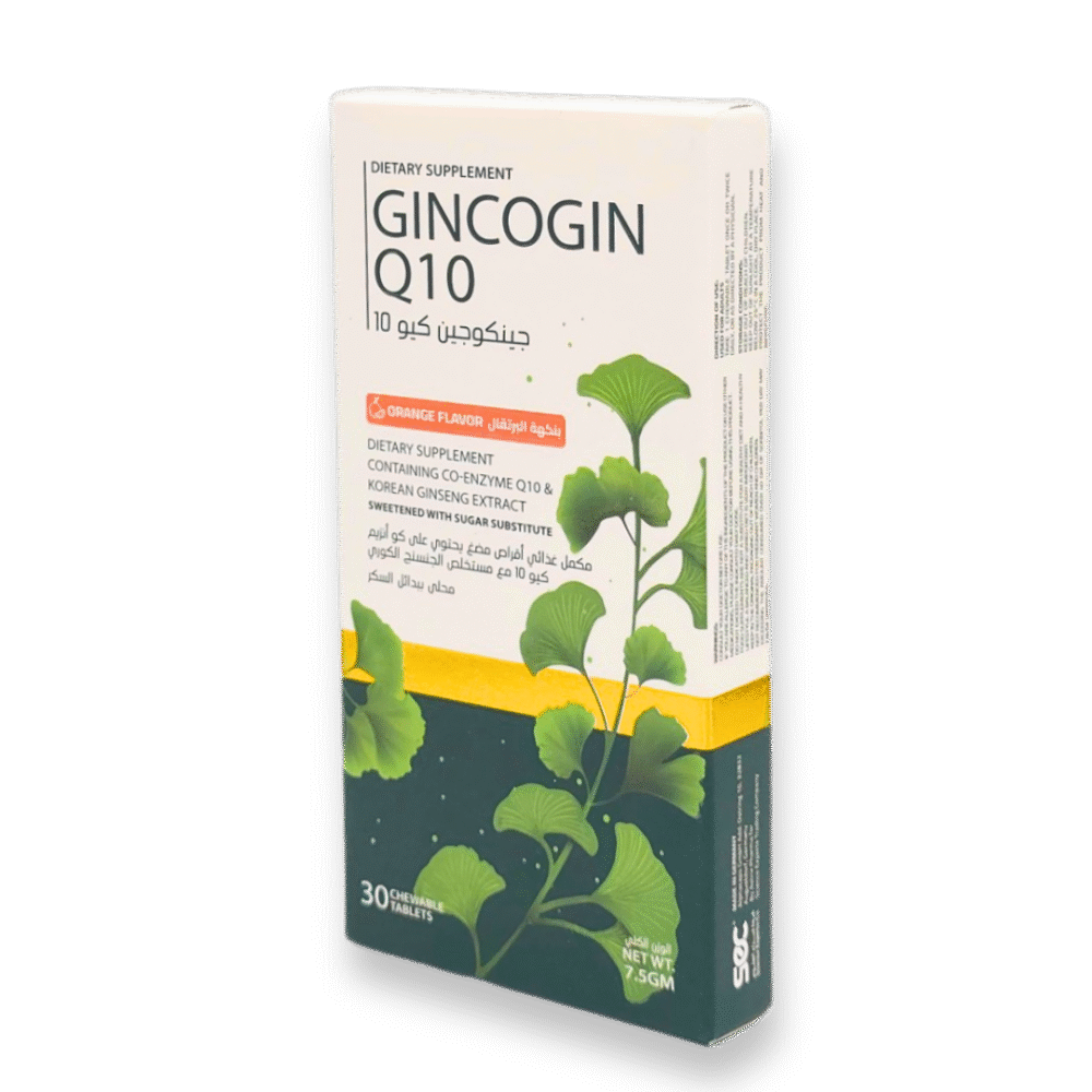 Gincogin Q10 – Chewable Tablets with Ginseng and CoQ10 for Energy and Vitality
