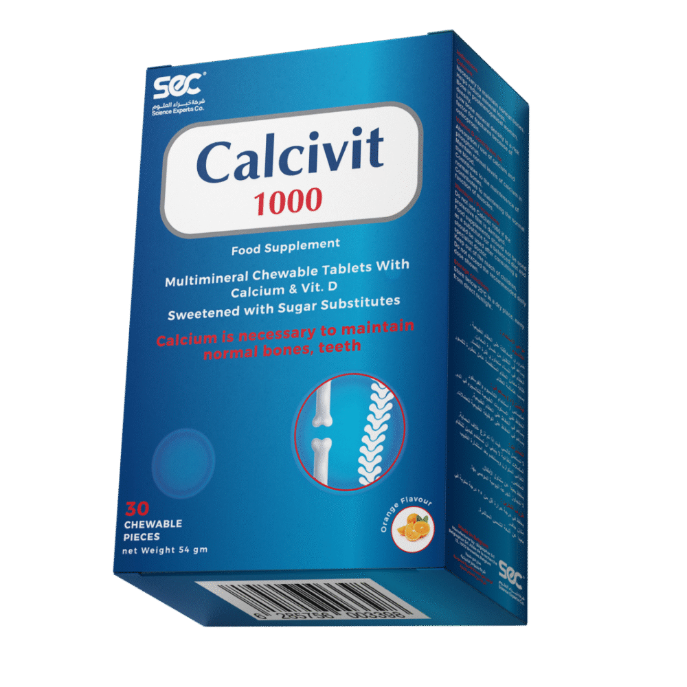Calcivit 1000 Chewable Tablets – Calcium & Vitamin D for Bone & Teeth Health, 30 Tablets