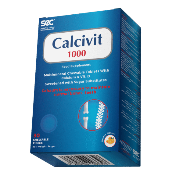 Calcivit 1000 Chewable Tablets – Calcium & Vitamin D for Bone & Teeth Health, 30 Tablets